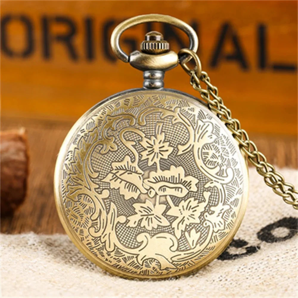 Bronze Masonic Vintage Necklace Pendant Quartz Clamshell Arabic Digital Pocket Watch The Best Gift Vera Lux