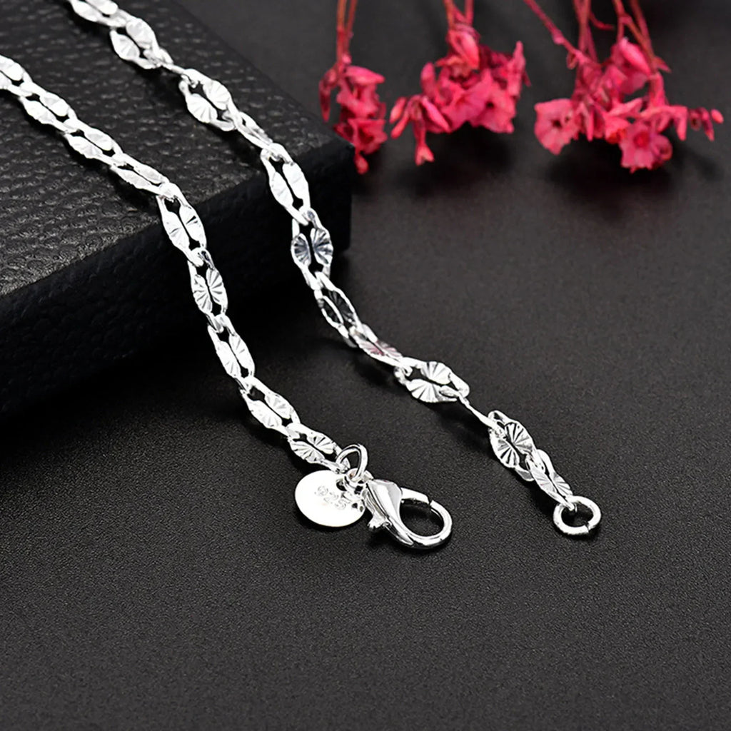 Fine 925 Sterling Silver flat chains Necklaces for Men Women wedding party Jewelry Christmas gifts 45-75cm Vera Lux