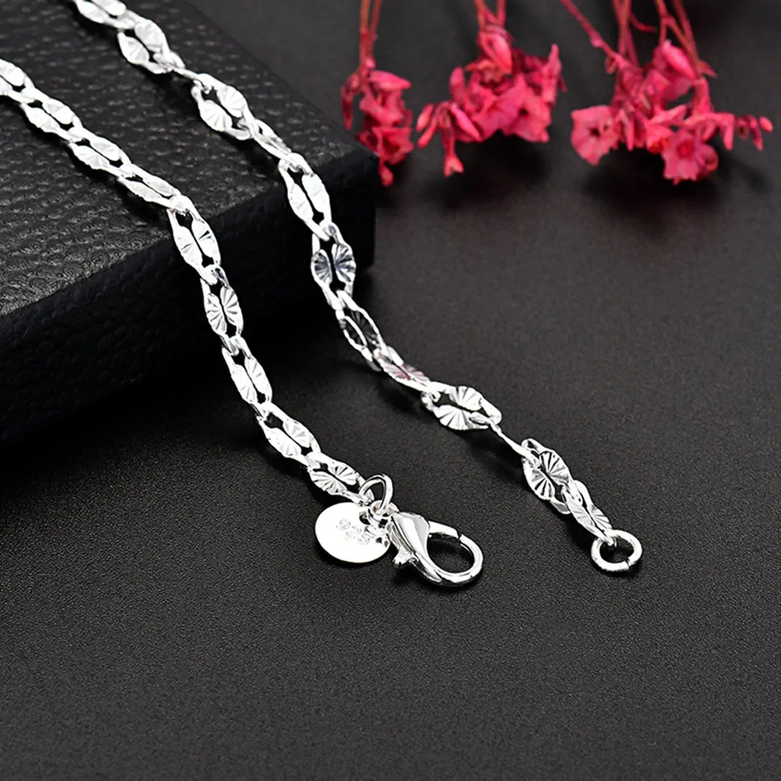 Fine 925 Sterling Silver flat chains Necklaces for Men Women wedding party Jewelry Christmas gifts 45-75cm Vera Lux