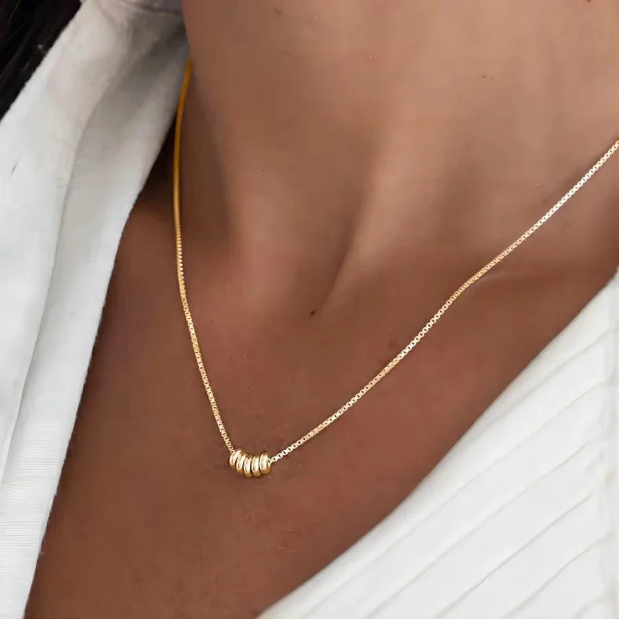 Minimalist Gold Color Stainless Steel Necklace for Women Classic Thin Chains Metal Beads Neck Jewelry Vera Lux