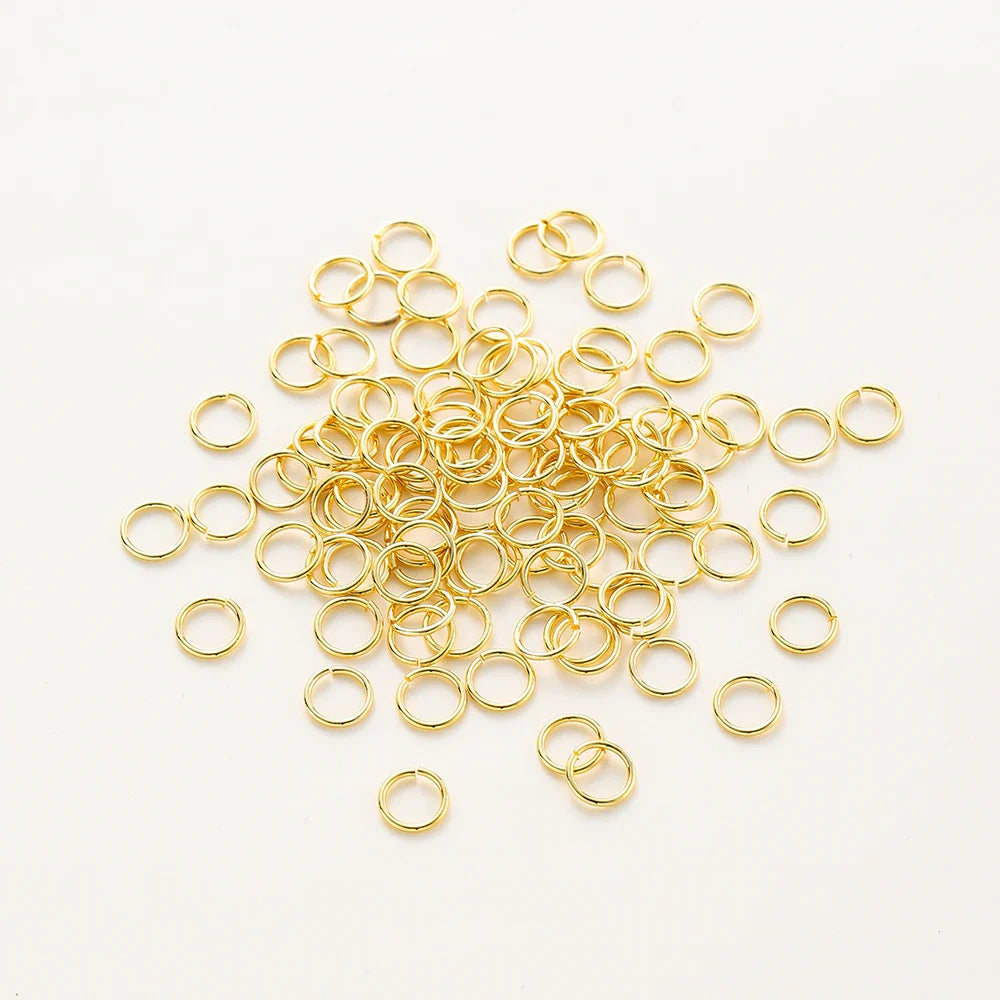 50-200/lot 14K 18K Gold Necklace Open Single Jump Ring Lobster Clasp Connector Split Ring Fitting DIY Jewelry Making Accessories Vera Lux