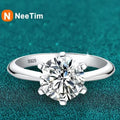 NeeTim 1-5CT Moissanite Ring Lab Diamond Solitaire Ring for Women S925 Silver Engagement Party Wedding Band Jewelry Certified Vera Lux