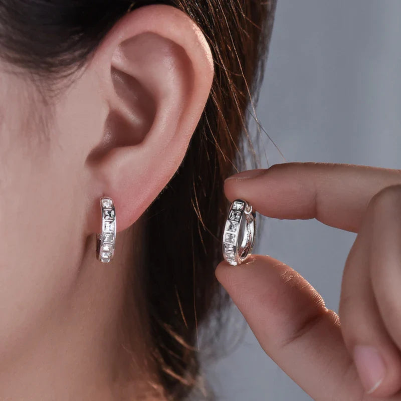 New 925 Sterling Silver Shining Zircon Earrings Women's Circle Round Earrings Fashionable Elegant Jewelry Birthday Party Gifts Vera Lux