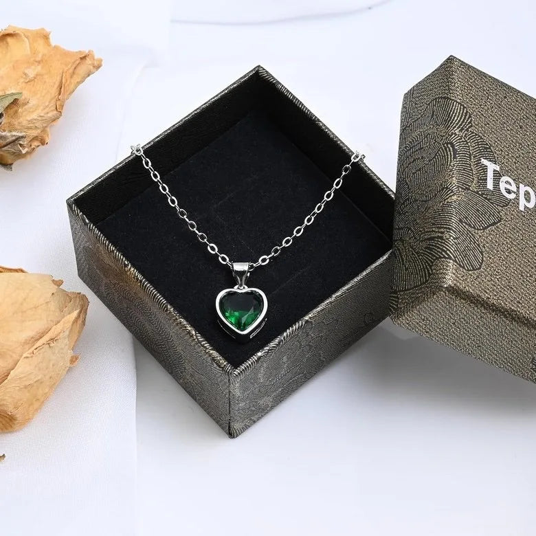 925 Sterling Silver Red Greem Blue Heart Zircon Neck Chain Pendants Necklaces For Women Luxury Jewelry Accessories Argent 925 Vera Lux