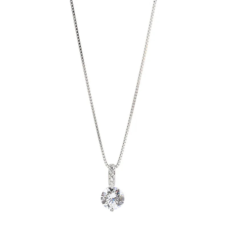 925 Sterling Silver Neck Choker Chain Round Zircon Pendants Necklaces Women Jewelry Exquisite Elegant Charms Accessories Vera Lux
