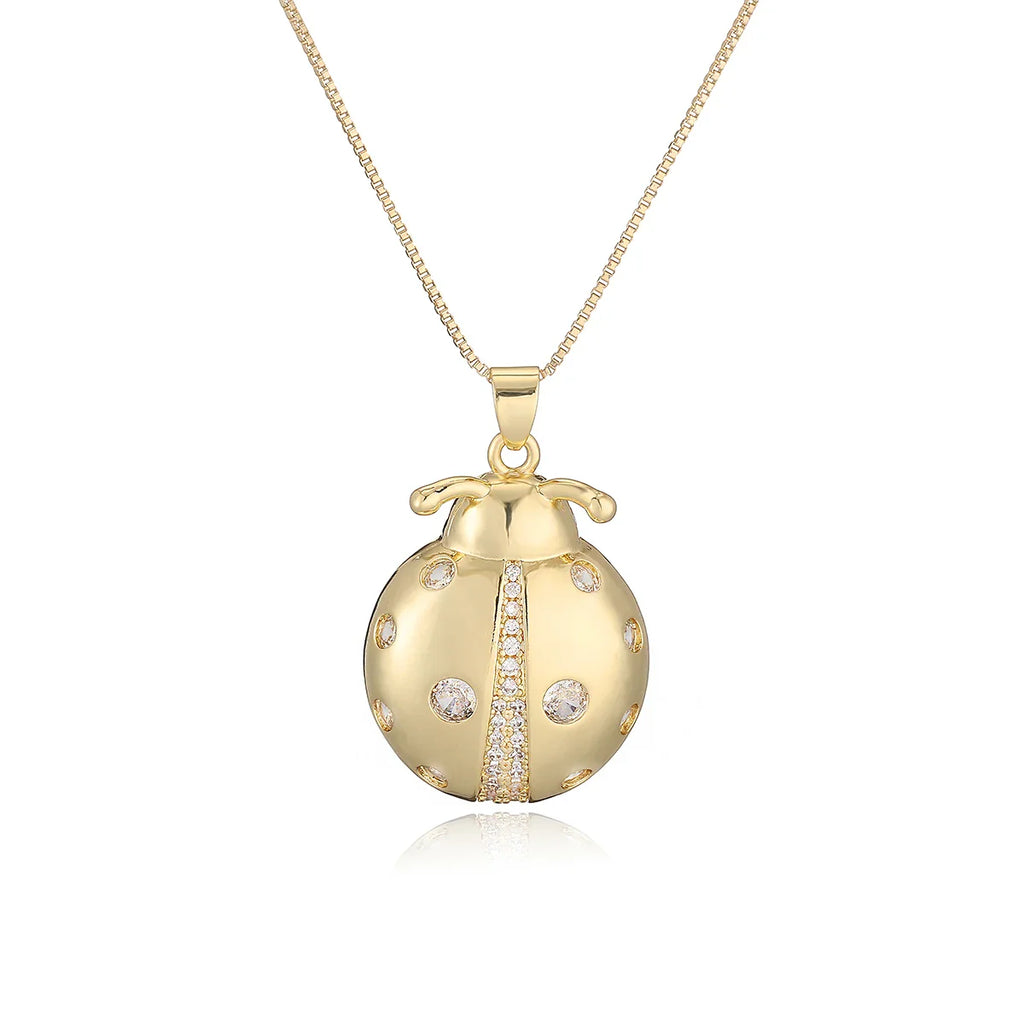 NEWBUY 2025 New Arrival Gold Color Delicate Ladybug Pendant Necklaces For Women AAA Cubic Zirconia Copper Jewelry Gift Vera Lux