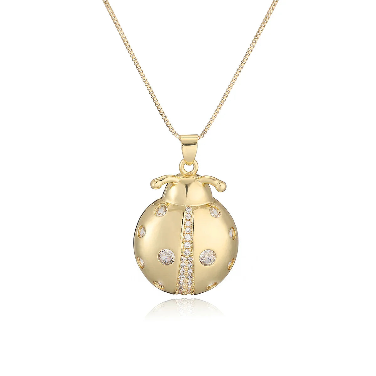 NEWBUY 2025 New Arrival Gold Color Delicate Ladybug Pendant Necklaces For Women AAA Cubic Zirconia Copper Jewelry Gift Vera Lux