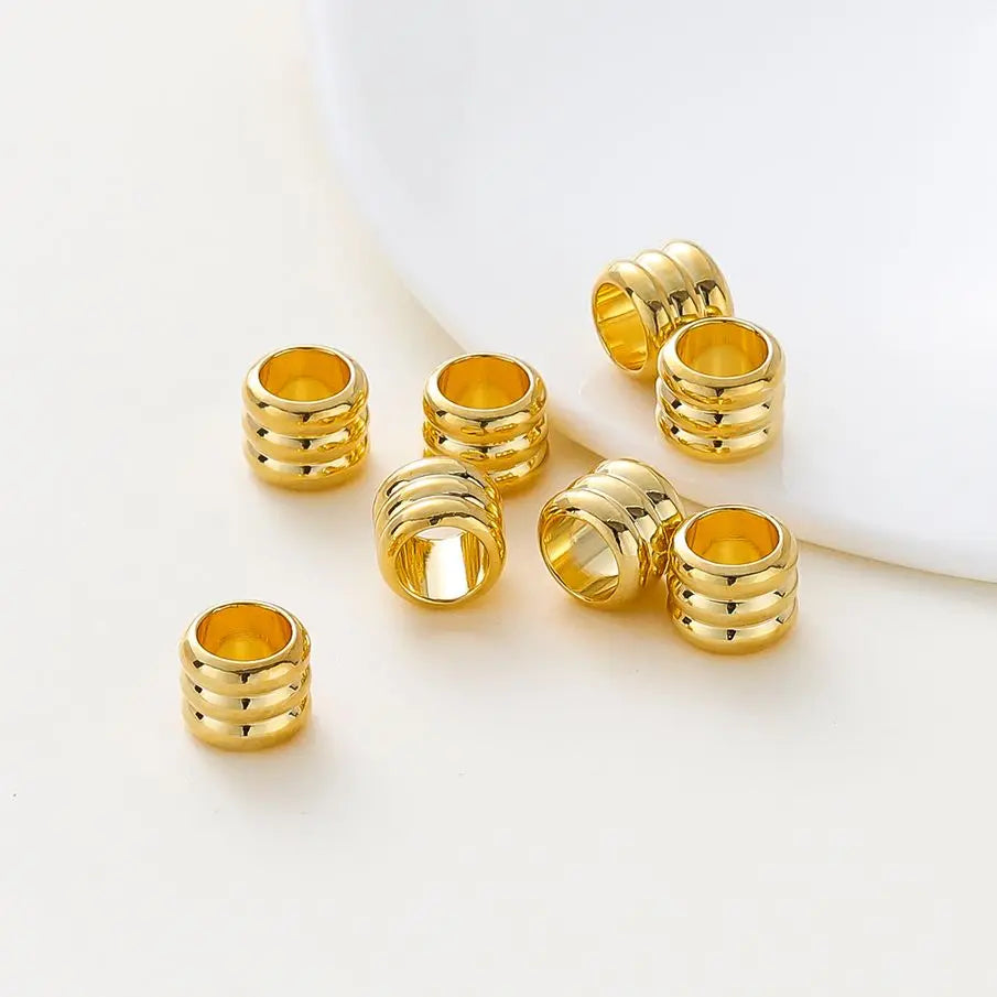 20 30 50pcs/lot 14K 18K Gold Plated Cylinder Charm Metal Beads Loose Spacer Beads For Bracelet DIY Jewelry Making Accessories Vera Lux
