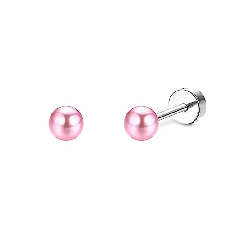 2PCS/Set Stainless Steel Heart Moon Earbone Stud Screw Ball Stud Earrings for Women Fashion Ear Tragus Cartilage Body Piercing Vera Lux