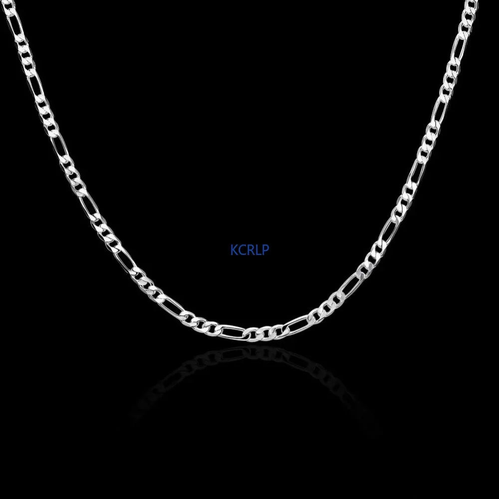 ALIZERO 40-75cm 925 Silver 4mm Figaro Chain Necklace for Women Men Long Necklace Hip Hop Jewelry Gift Vera Lux