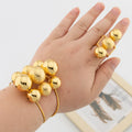 African Gold Color Jewelry Set for Women Beads Design Cuff Bangle and Ring Dubai Weddings Bride Jewelry Set Accessories Gifts Vera Lux