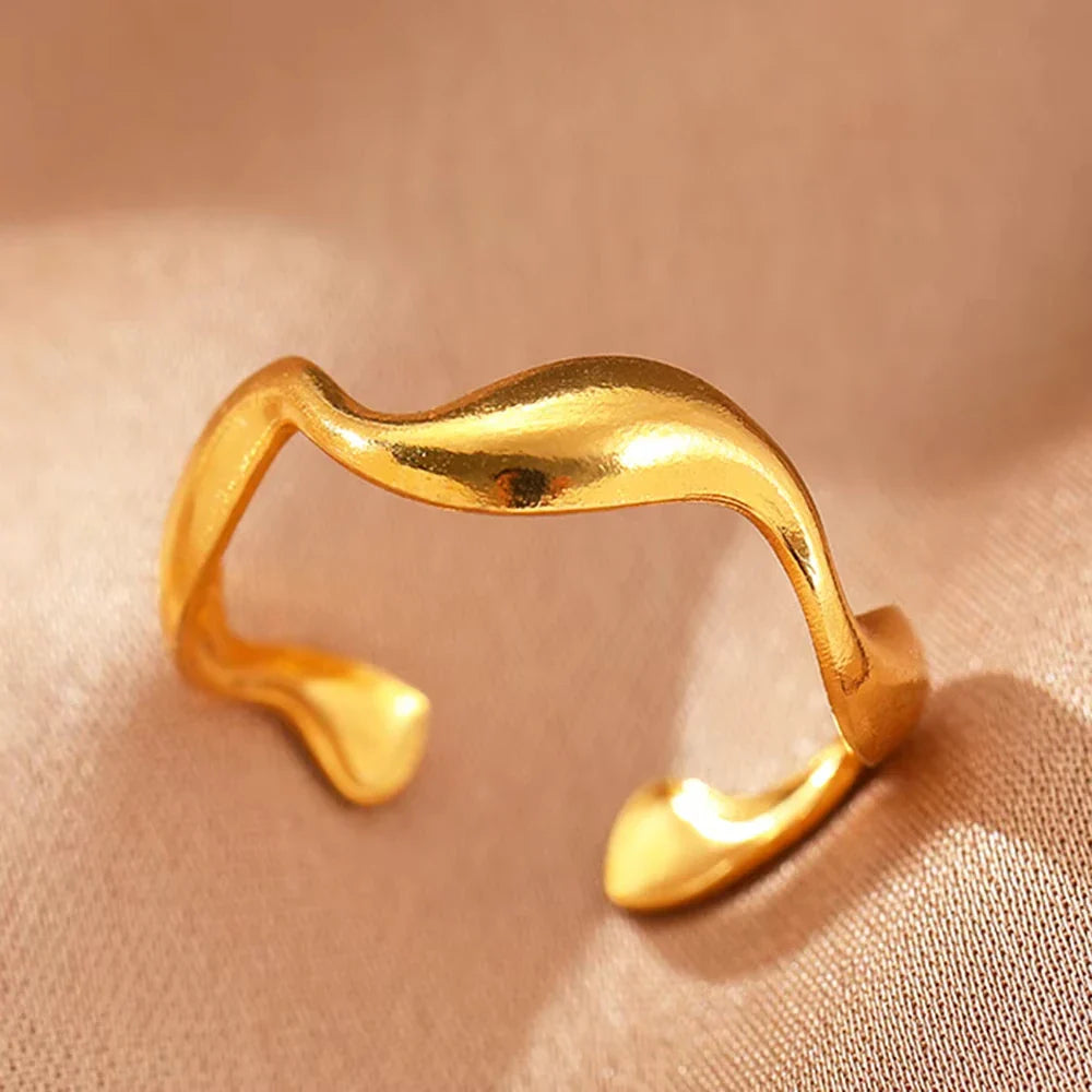Stainless Steel Zircon Geometric Rings For Women Luxury Evil Eye Gold Color Adjustable Trendy Wedding Aesthetic Jewerly Gift Vera Lux