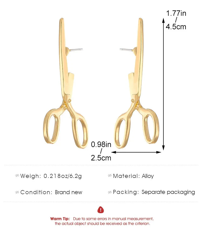 Fashion Creative New Retro Scissors Ear Studs for Women Personalized Women Hip Hop Rock Party Holiday Gift Perforated Earrings Vera Lux