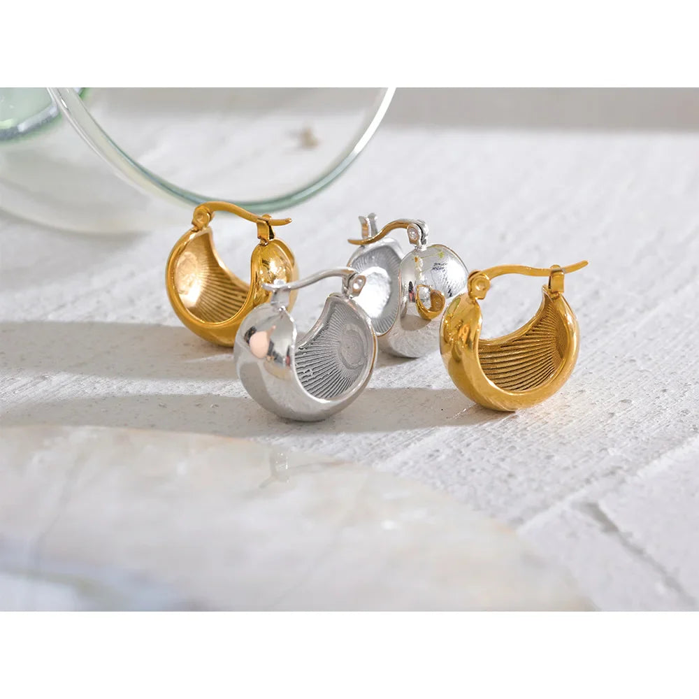Yhpup Charm Stainless Steel Chunky Geometric Unusual Earrings Personalized Metal Rust Proof 18K Gold Color Jewelry Bijoux Femme Vera Lux