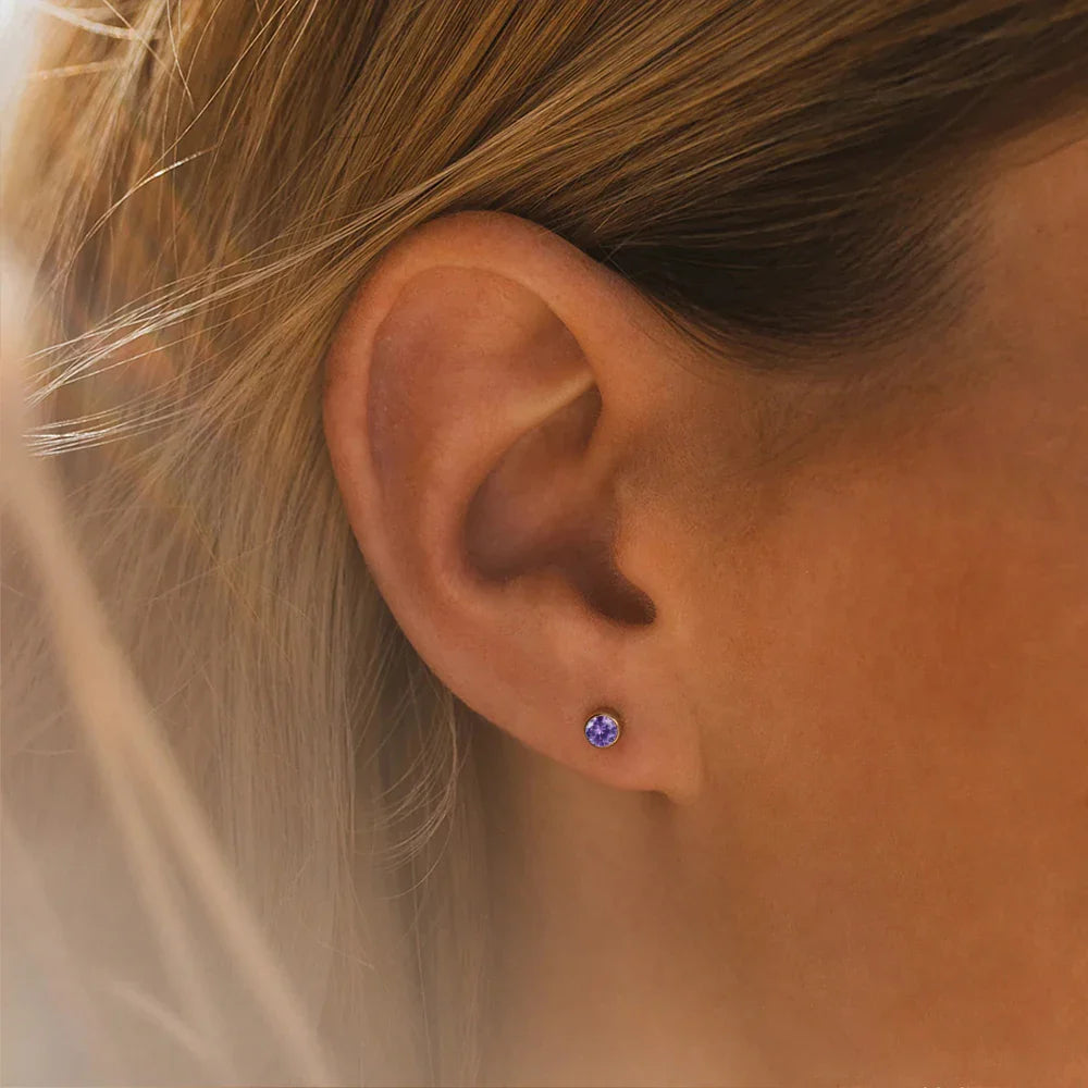 316 Stainless Steel Birthstone Ear Stud Piercing Gun Gold Color Push-Back Earrings Piercing Safe For Baby And Women Gift Jewelry Vera Lux