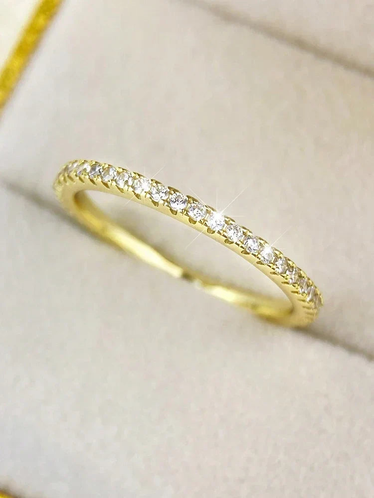 925 Sterling Silver Fashion Shiny 1.4mm Full Zircon Stackable Plain Ring For Women Daily Party Personalized Fine Jewelry Vera Lux