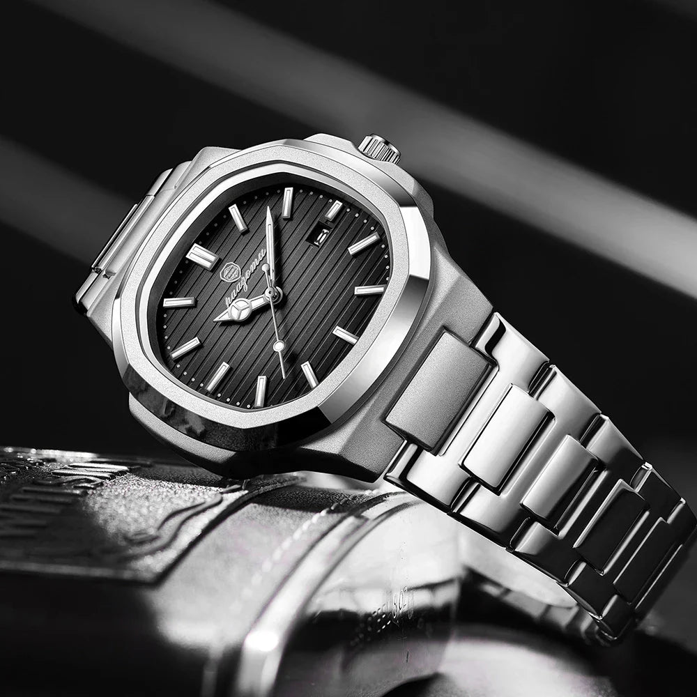 PAAZOMU Luxury Man Wristwatch Waterproof Luminous Chronograph Watch for Men Stainless Steel Men's Quartz Watches reloj hombre Vera Lux