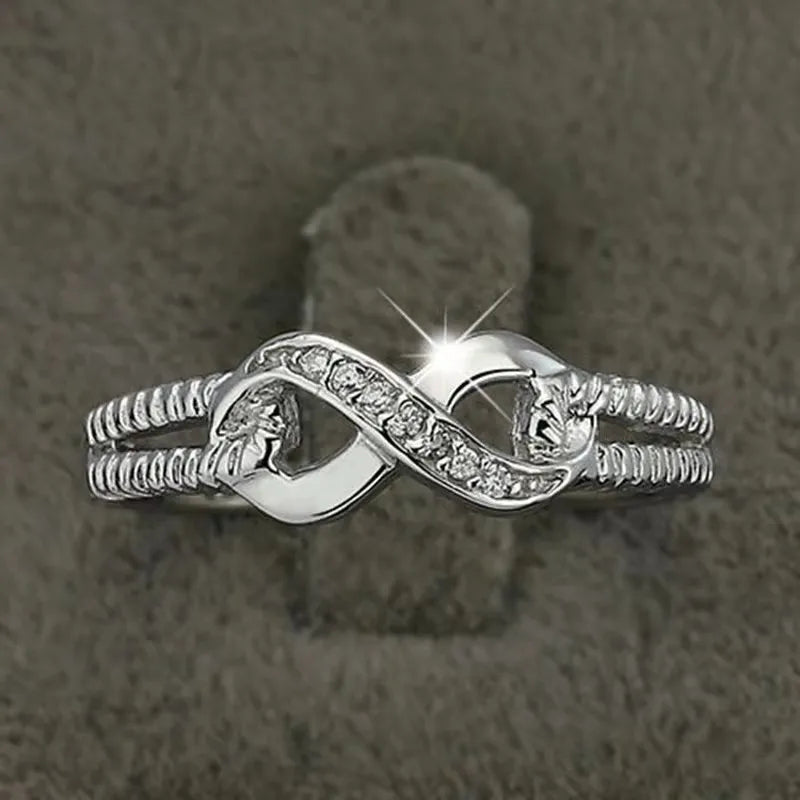 Lucky Letters 8 Shaped Rings For Women Sterling Silver Color AAA Cubic Zirconia Eternity Jewelry Female Wedding Gift Vera Lux