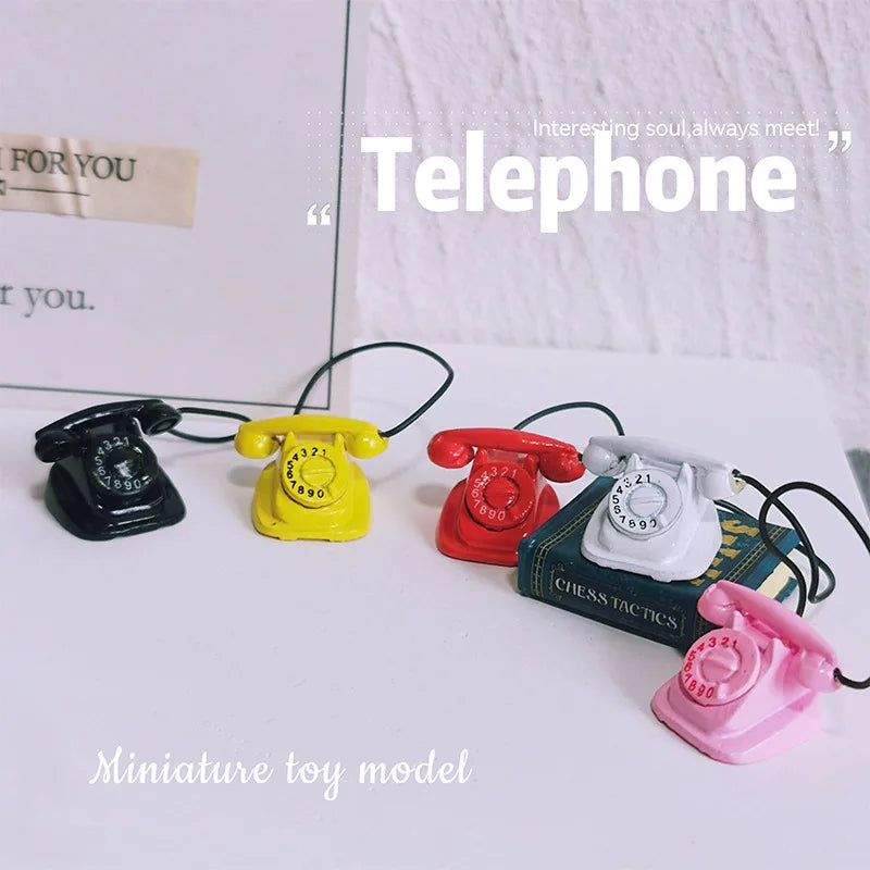 1:12 Home Decor Figurines Alloy Vintage Rotary Telephone Mini Retro Phone Model Miniature Phone Dollhouse Baby House Accessories Perfecsy