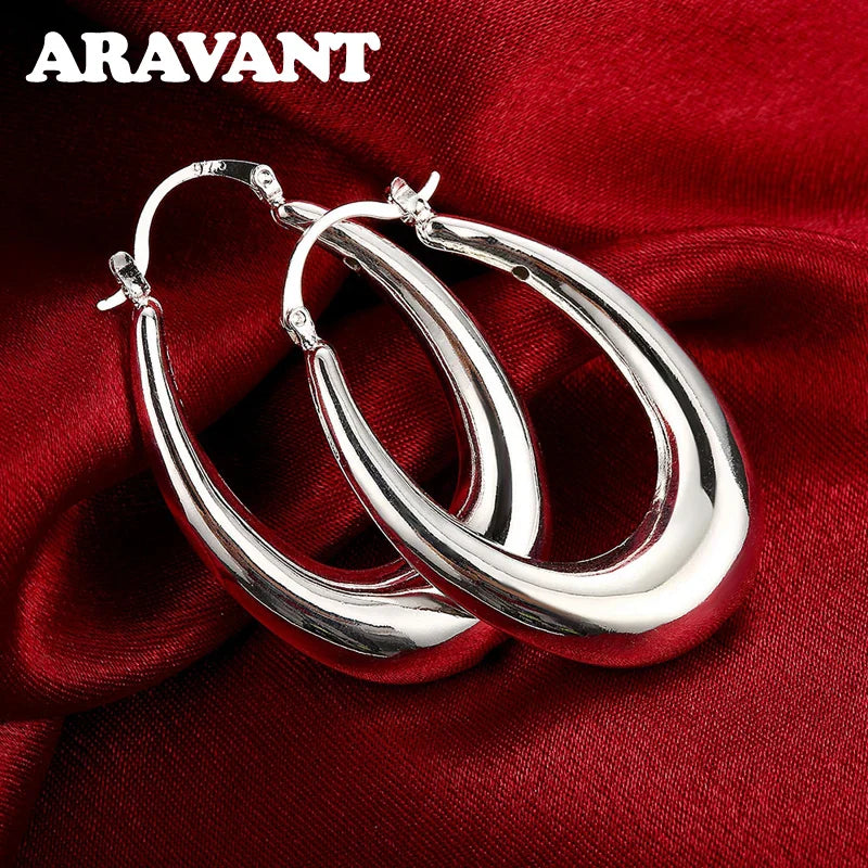 925 Silver Big Moon Hoop Earrings For Women Fashion Jewelry Wholesale Vera Lux