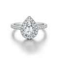 MINTYBOX Pear Cut 2.0CT Luxury Moissanite Ring Solid 925 Sliver 18K Gold Plated Engagement Halo Ring for Women Fine Jewelry Gift Vera Lux
