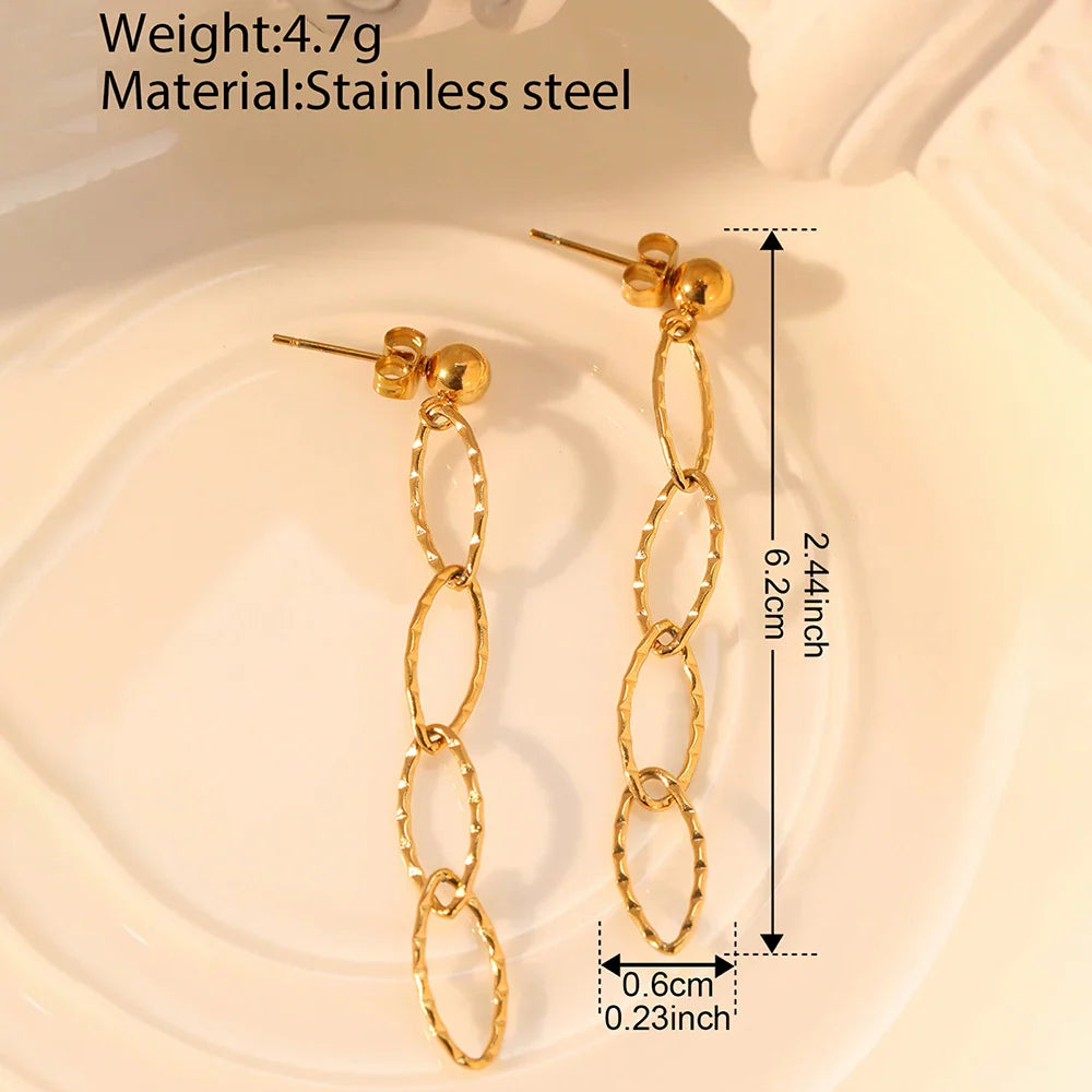 Stainless Steel Earrings Personality Irregular circle Long Fashion Simplicity High-end Sense Dangle Earrings For Women Jewelry Vera Lux