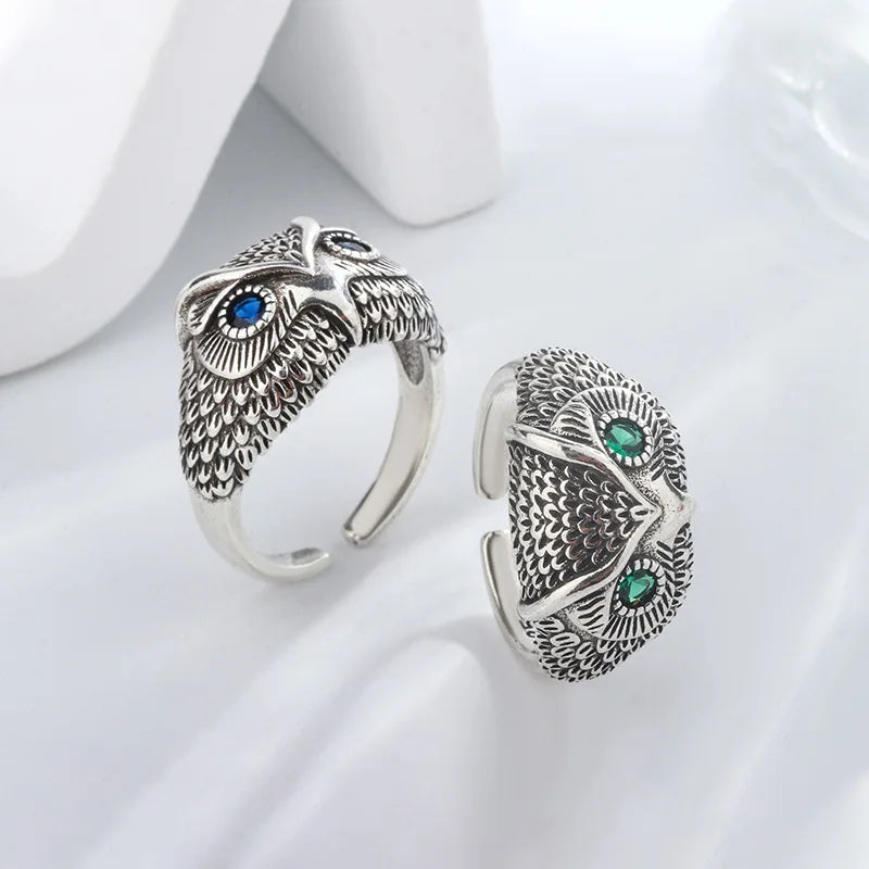 925 Sterling Silver Owl Zircon Open Rings For Women Wedding Engagement Luxury Jewelry Accessories Wholesale Jewellery Vera Lux