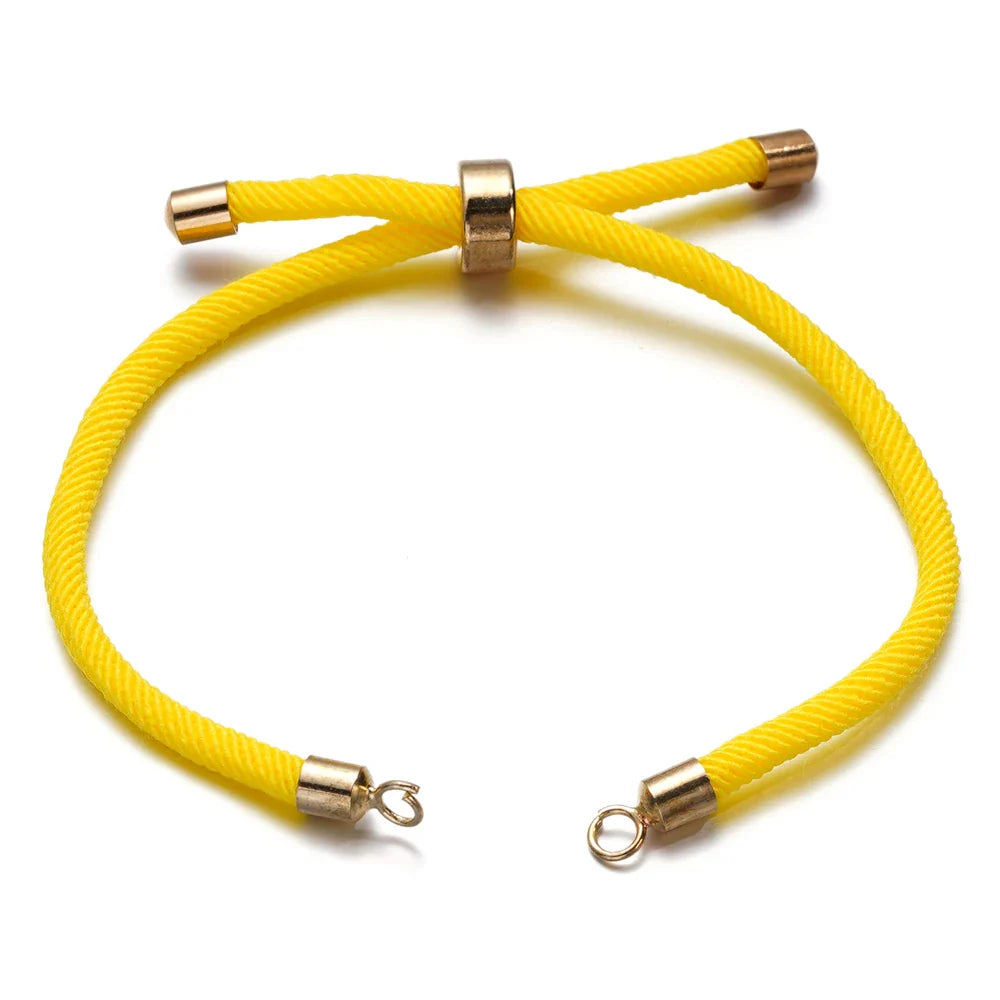 1pc Adjustable Nylon Braided Twisted Cords Slider Friendship Bracelets with Brass Cord End for Jewelry Making DIY Findings Vera Lux