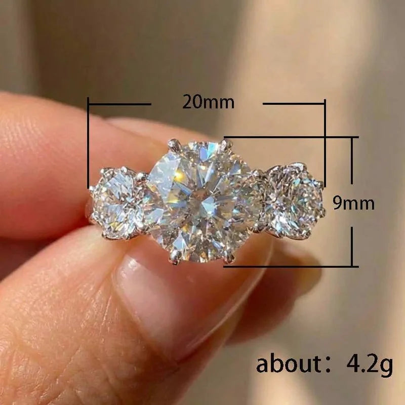925 Sterling Silver Simple Elegant Woman Wedding Rings with Brilliant Cubic Zirconia Stone Engagement Rings Eternity Jewelry Vera Lux