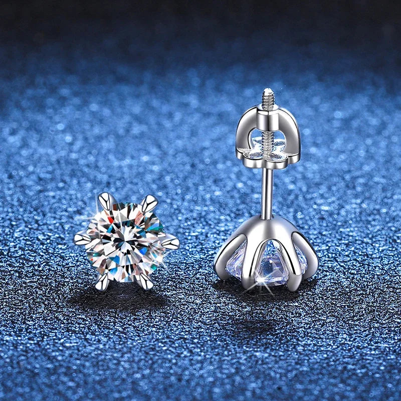 NeeTim 1ct 2ct Moissanite Screw Earrings for Women 925 Sterling Silver with Gold Plated Diamond Wedding Party Girl Stud Earrings Vera Lux