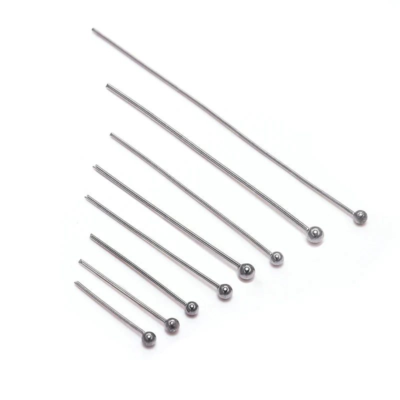 100pcs/Pack Stainless Steel 15-50mm Silver Ball Head Pins For Handmade DIY Jewelry Making Headpin Findings Accessories Vera Lux
