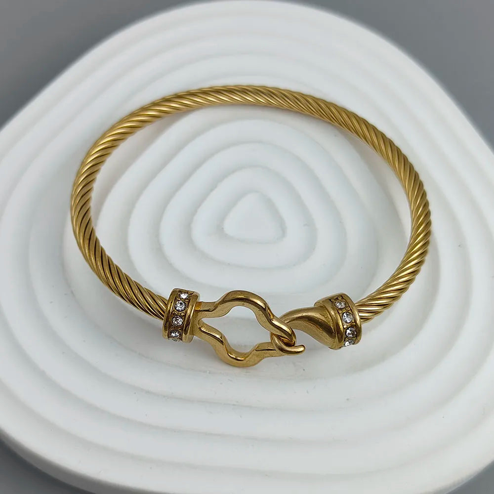 New steel wire button zircon four-leaf clover gold-plated bracelet 18K, high-quality waterproof couple bracelet, wife gift Vera Lux