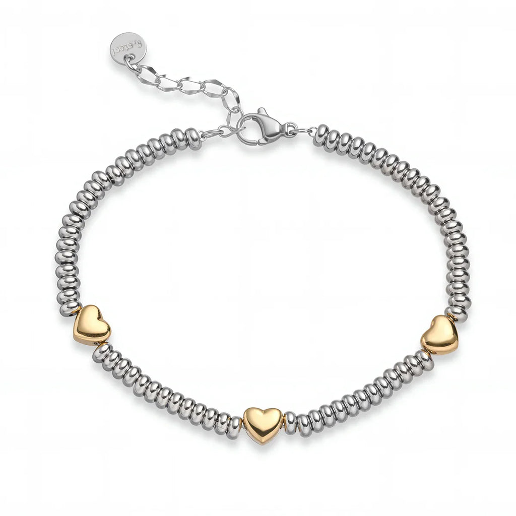 NEWBUY Hot Sale Non-Fading Stainless Steel Jewelry Gold Color Heart/Star Silver Beads Charm Bracelets For Women Wholesale Vera Lux