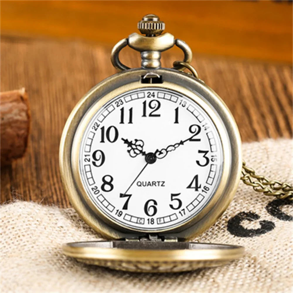 Bronze Masonic Vintage Necklace Pendant Quartz Clamshell Arabic Digital Pocket Watch The Best Gift Vera Lux