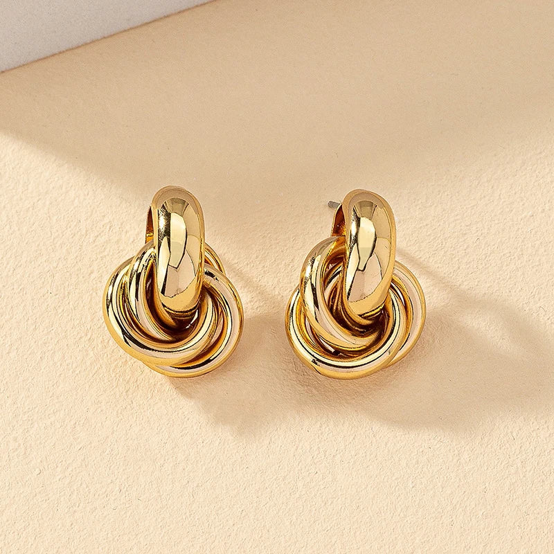 Obega Gold SIlver Color Knot Hoop Earring For Women Shiny Plating Trendy Earring Stud Cute Daily Wear Jewelry Vera Lux