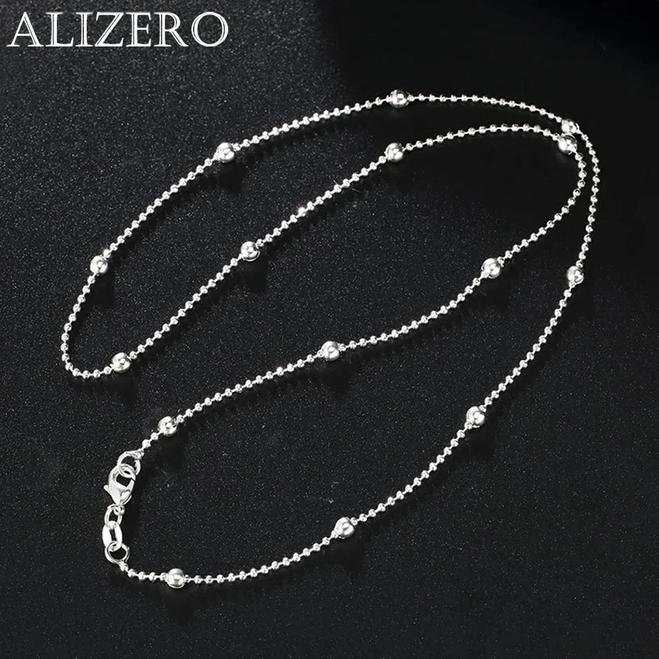 925 Sterling Silver charms Round beads chain Necklace For Women 16-24 inch Fashion party wedding noble Jewelry Holiday gifts Vera Lux
