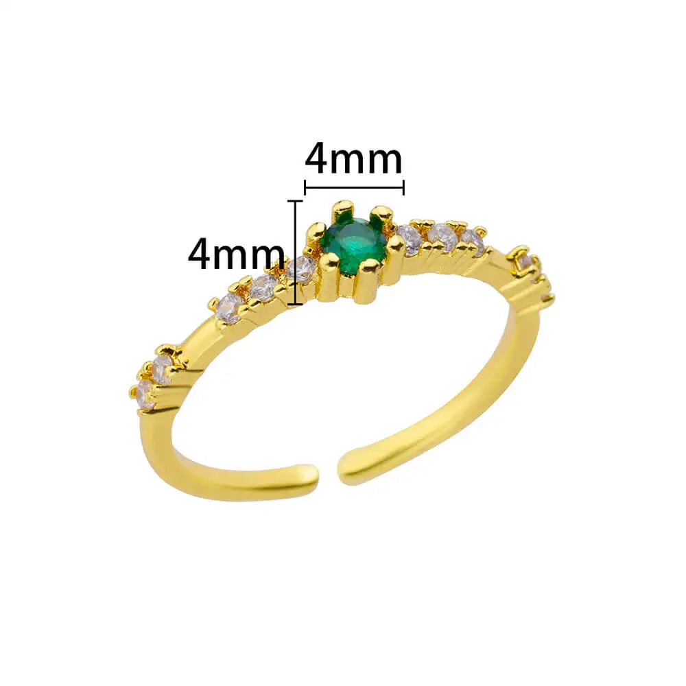 Tiny Green Zircon Round Rings For Women Geometric Stainless Steel Ring Luxury Wedding Christmas Jewelry Gift Free Shipping Vera Lux