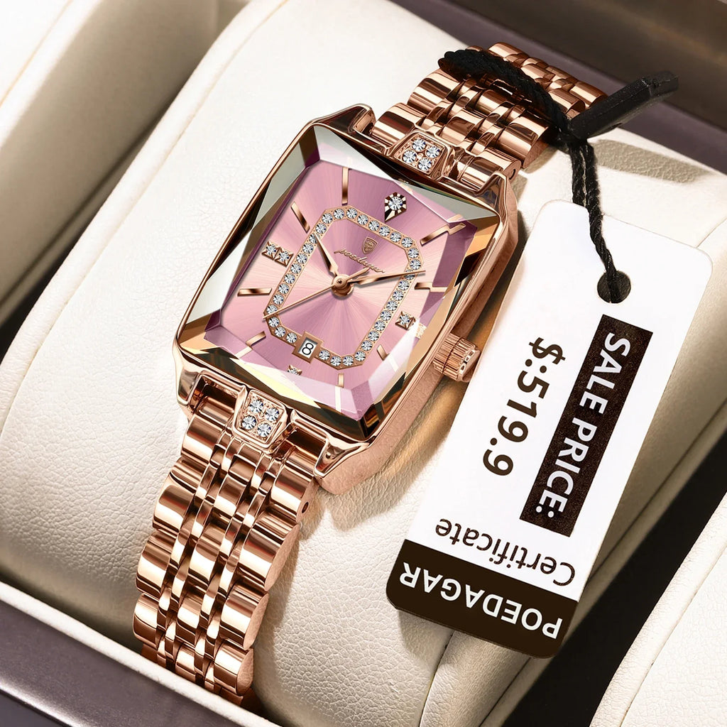 POEDAGAR Luxury Watch For Woman Waterproof Calendar High Quality Ladies Watch Stainless Steel Quartz Women's Watches Elegant+Box Vera Lux