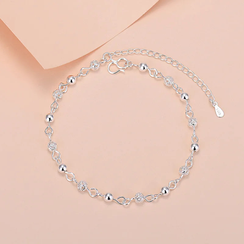 925 Sterling Silver Lucky Bead Charm Bracelets Woman Couple Chain Round Bangles Luxury Jewelry Accessories Wholesale Vera Lux
