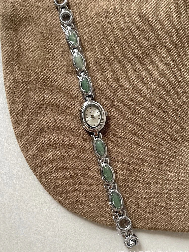 High-end Luxury Watches for Woman Elegant Green Jewelry Jade Quartz Bracelet Wristwatch Gift for Women Lady Fashion Dress Watch Vera Lux