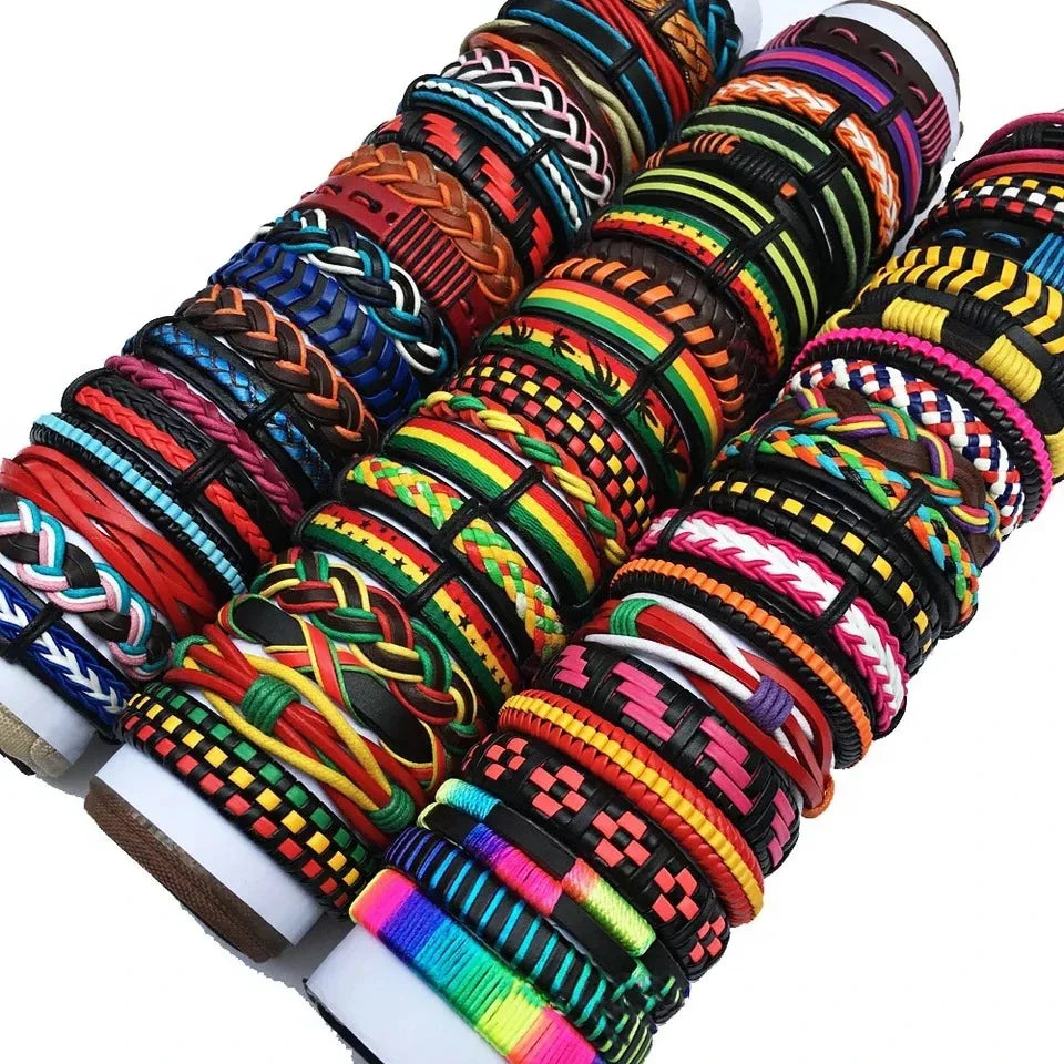 5Pcs/Lot Vintage Leather Charm Bracelets For Women Mix Styles Adjustable Bracelet Men Fashion Party Jewelry Accessories Vera Lux