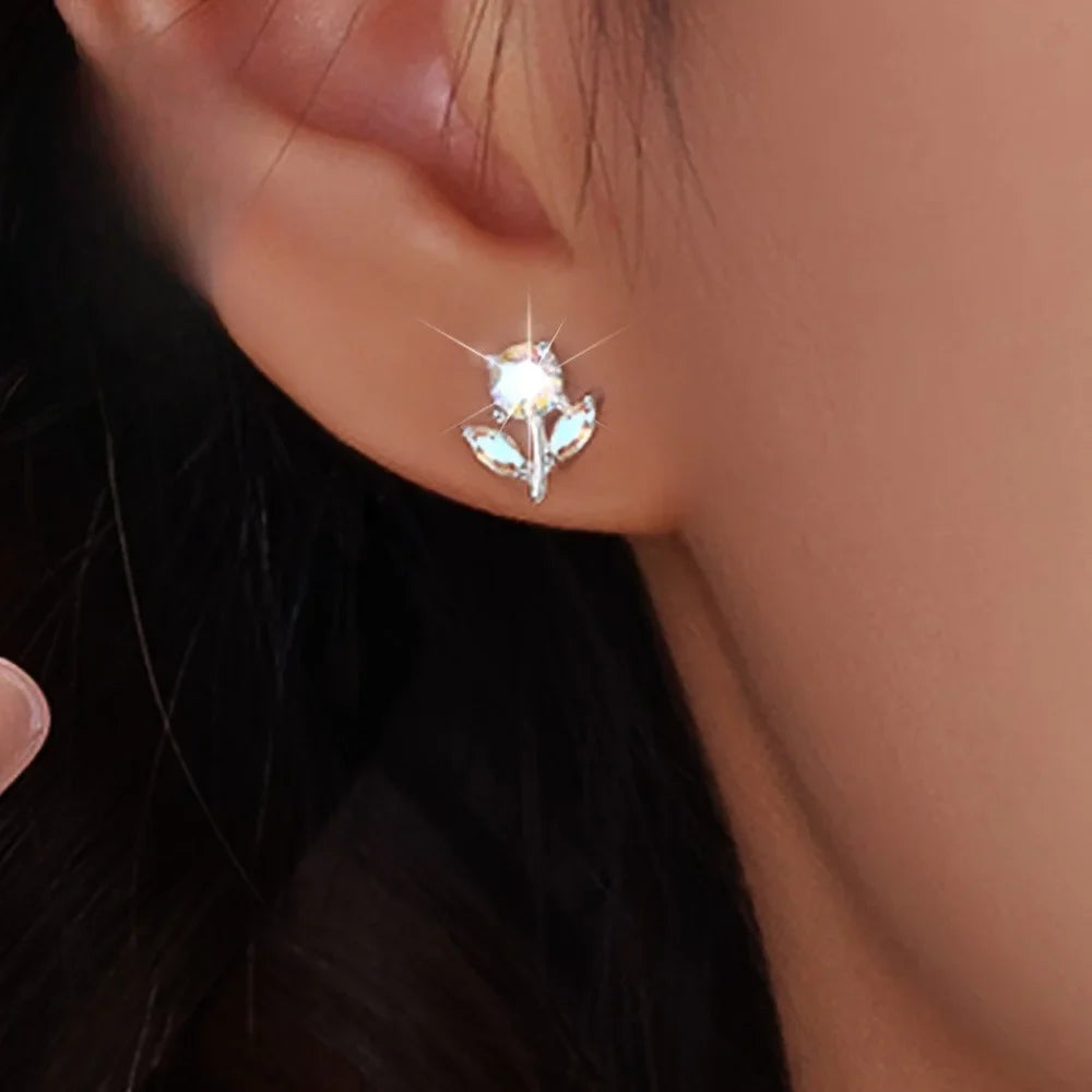 Fruit Bubble Colorful Zircon Flower Earrings Women's Fashion Personality Trendy Luxury Forest Earrings Versatile Ins Vera Lux