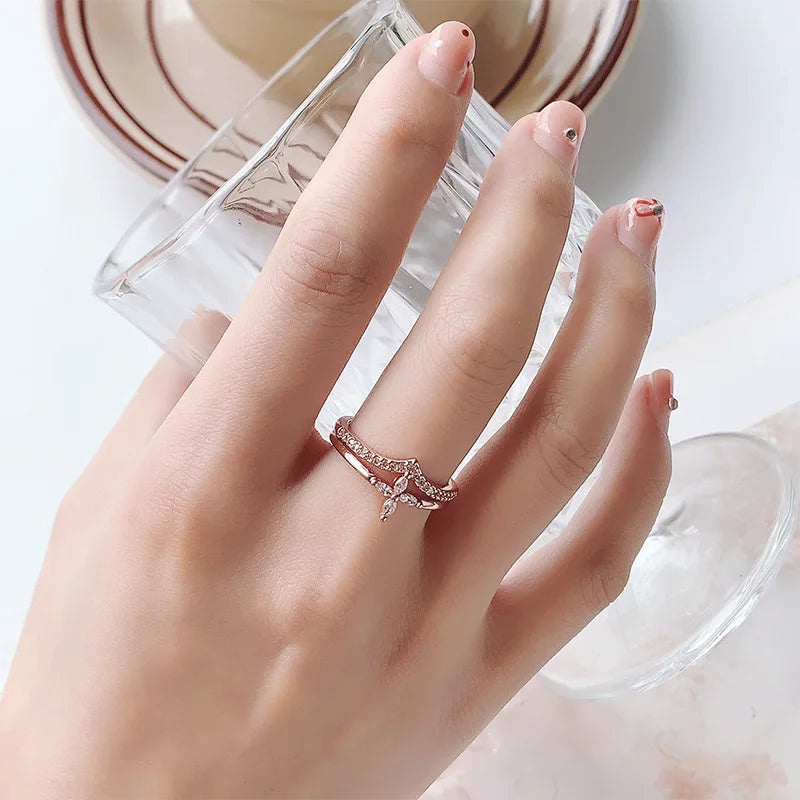 925 Sterling Silver Flower Zircon Wedding Rings For Women Couple Elegant Luxury Jewelry Wedding Argent 925 Jewellery Vera Lux