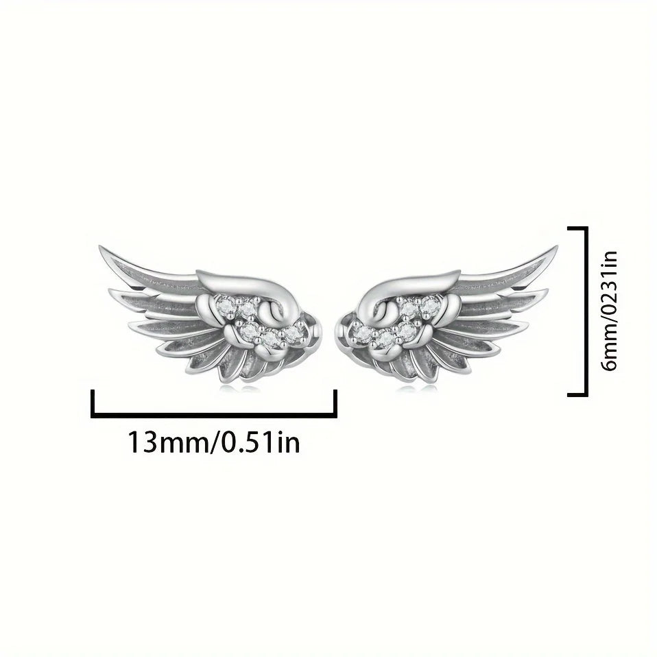 Fashionable Ladies Earrings with Angel Feather Wings 1.12g 925 Silver Suitable for Daily Wear Parties Vacations Gifts Vera Lux