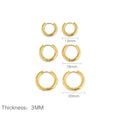 3Pairs Stainless Steel Solid Round Rings Huggies Earrings Set for Women Men Stackable 14K Gold Plated Tiny Ear Cartilage Hoops Vera Lux