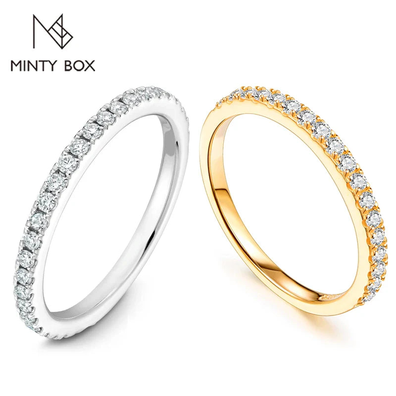 MINTYBOX Moissanite Wedding Band Ring S925 Sterling Sliver Brilliant 1.5mm Diamond Rings for Women All Pass Test Fine Jewelry Vera Lux