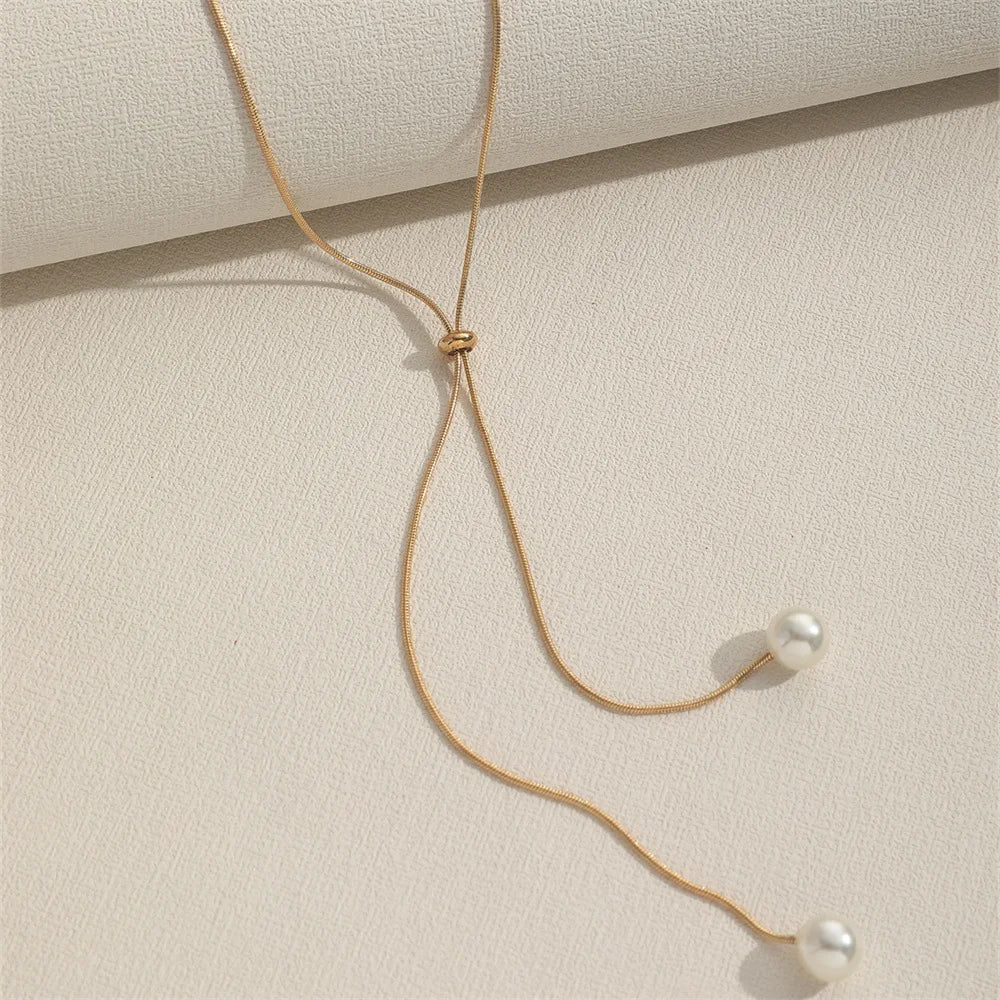 Fashion Imitation Pearls Necklace For Women Gold & Silver Color Adjustable Chain Choker Girls Simple Party Jewelry Accessories Vera Lux