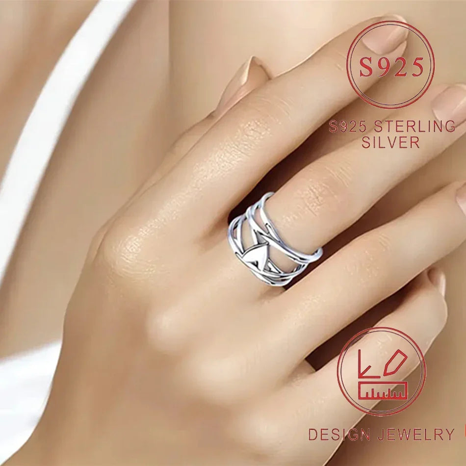 Chic French Style 925 Sterling Silver Heart-Shaped Ring Unique Design Women's Fashion Jewelry Perfect for Everyday Accessories Vera Lux