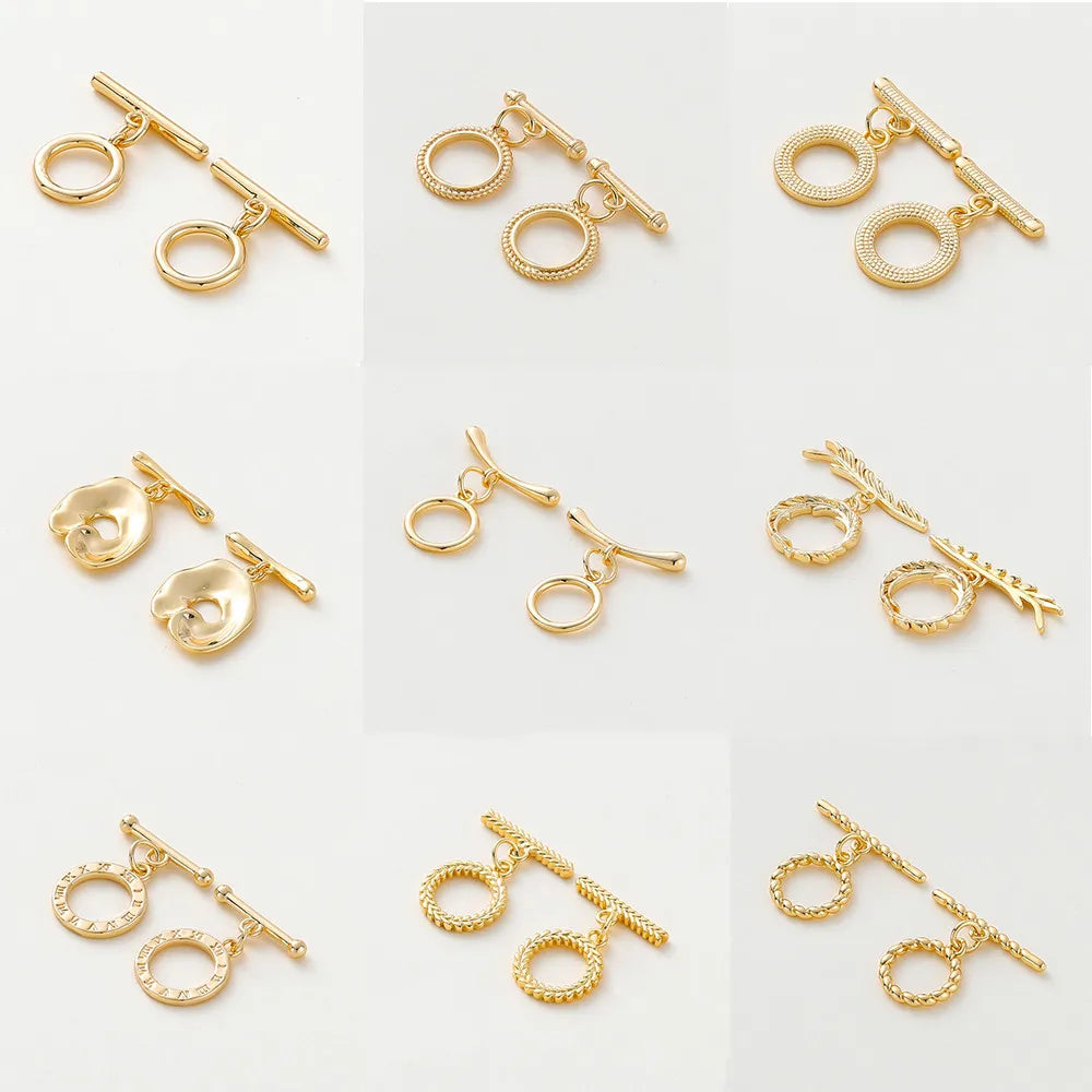 4 Sets 14K/18K Gold Color Plated Brass O Toggle Clasps Connector for DIY Bracelet Necklace Jewelry Making Findings Accessories Vera Lux