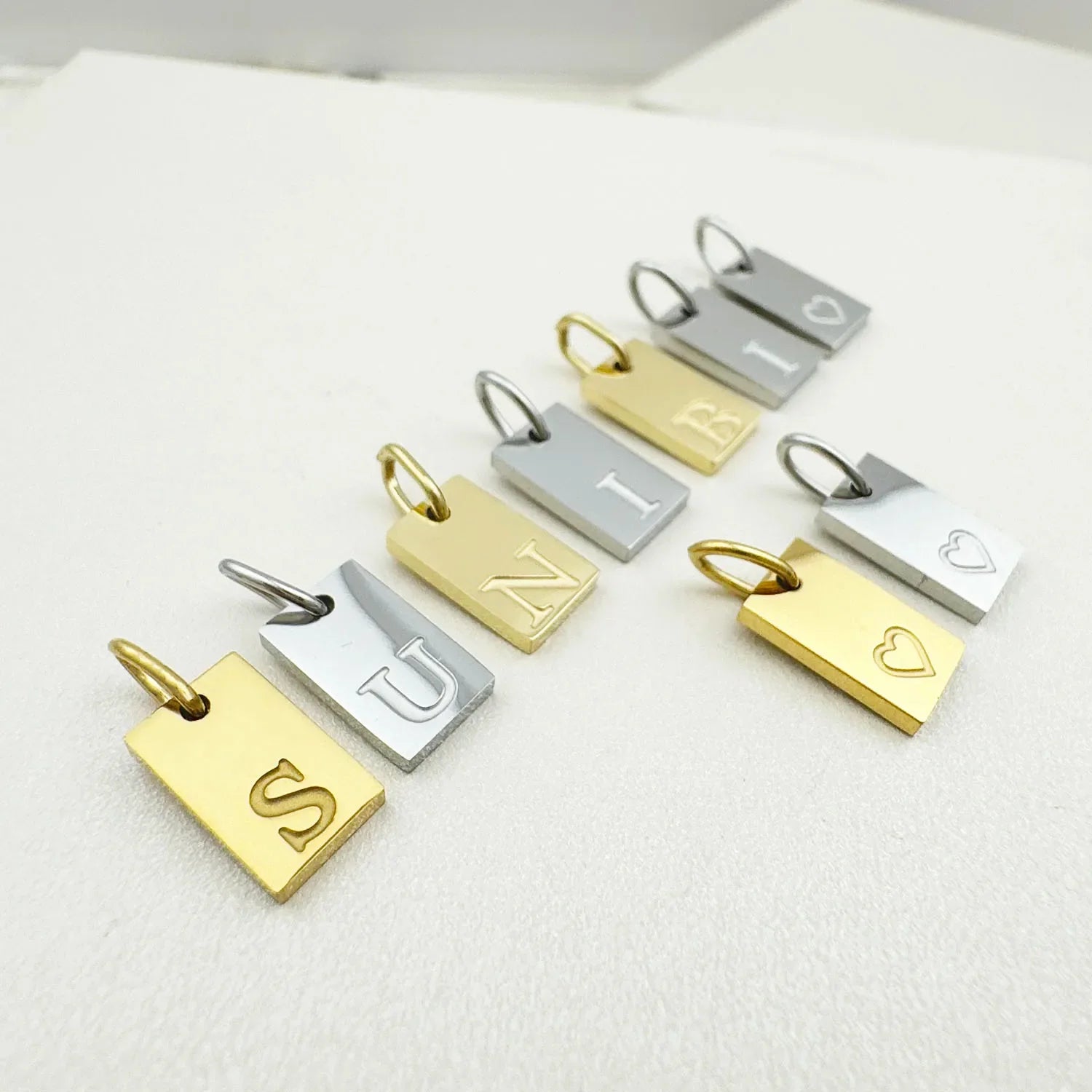 10PCS Alphabet Charm Pendant for Necklaces Stainless Steel Jewelry DIY Engraved Lettering Accessories Women's Fashion Jewelry Vera Lux